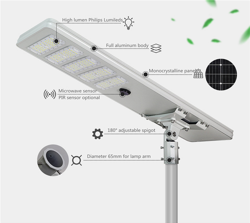 PIR motion sensor 60W 80W 100W integrated solar led street light factory price