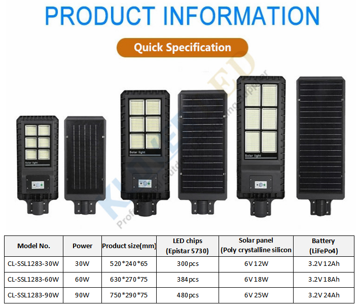 China manufacturer 30W 60w 90w all in one solar street light