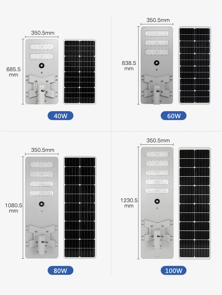 China Factory price for all in one solar street light 40W 60W 80W 100W