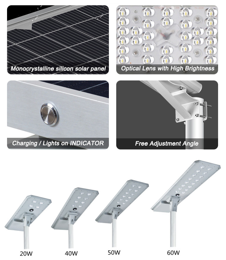 60W Solar Auto-sensing Motion Sensor LED Street Light