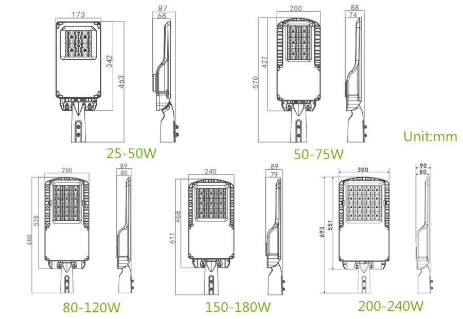 high lumen outdoor IP65 photocell sensor LED street light