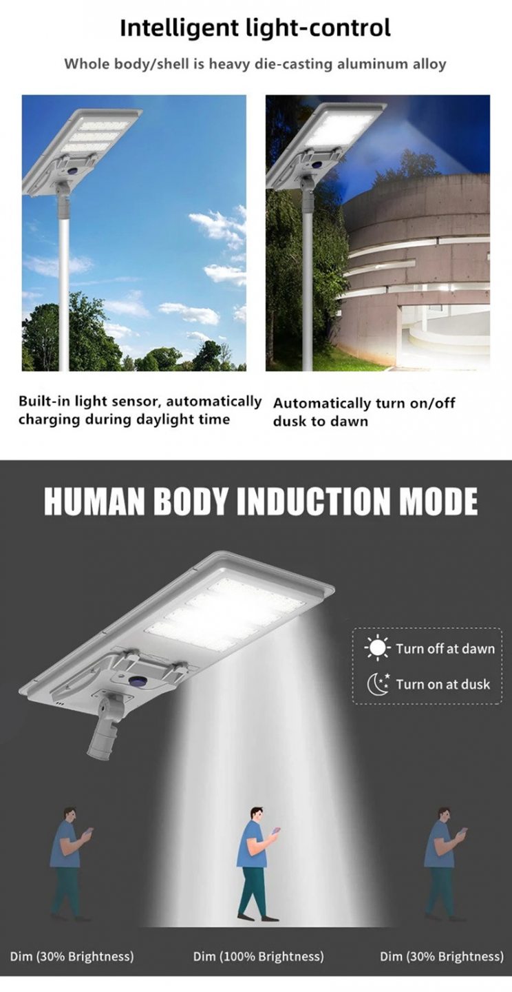 60w 80w 100w PIR or microwave sensor all in one solar led street light