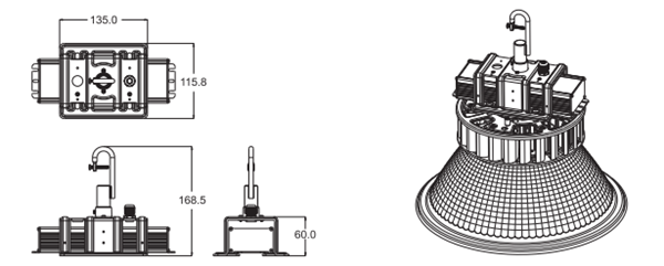 60W LED high bay light come with normal driver