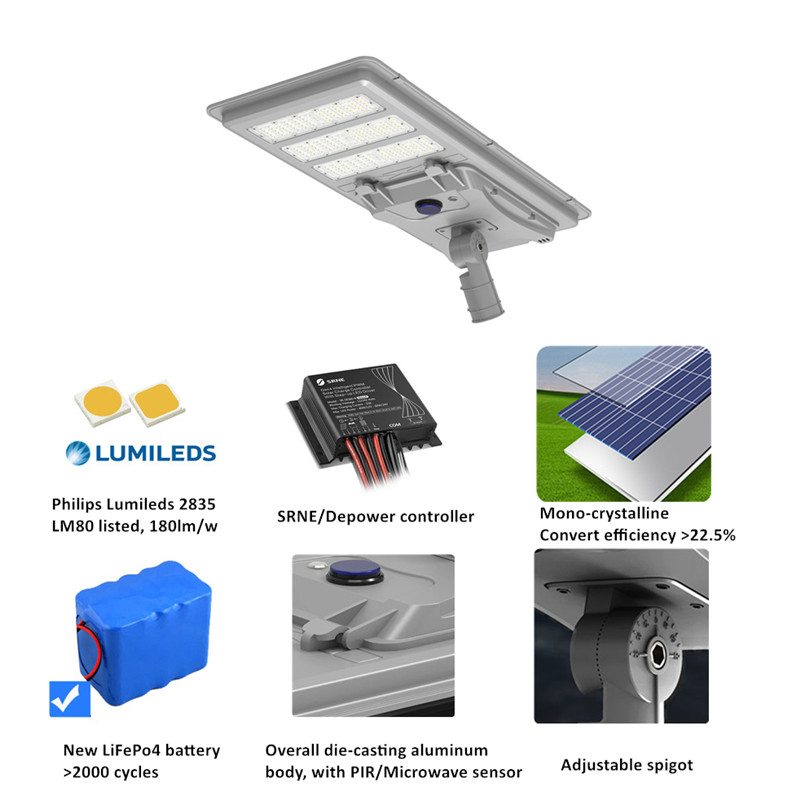 60w 80w 100w solar led street light all in one design