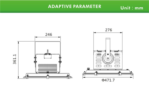 size for 250W LED stadium flood lights