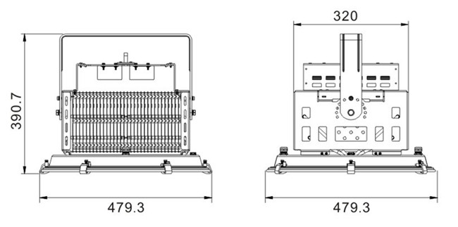 size for 500W LED spotlights